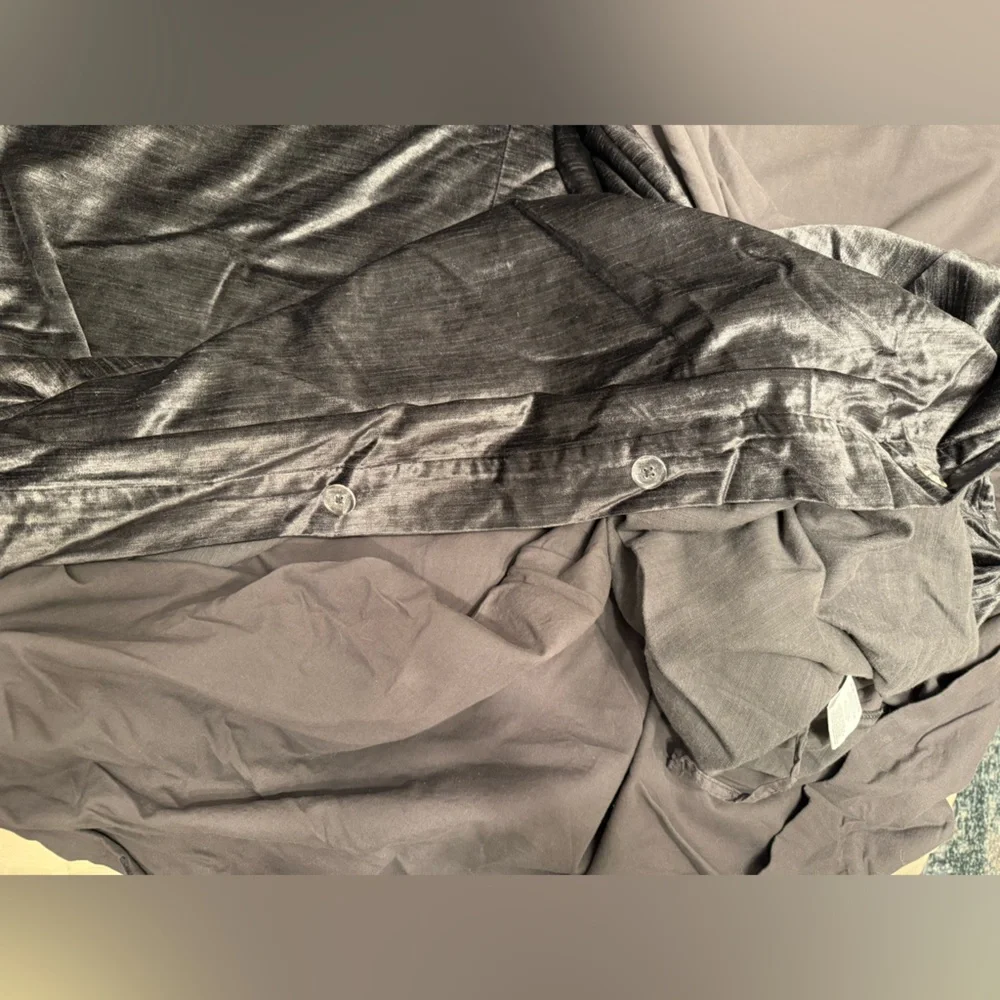 West Elm Queen Velvet Dark Grey Duvet Cover